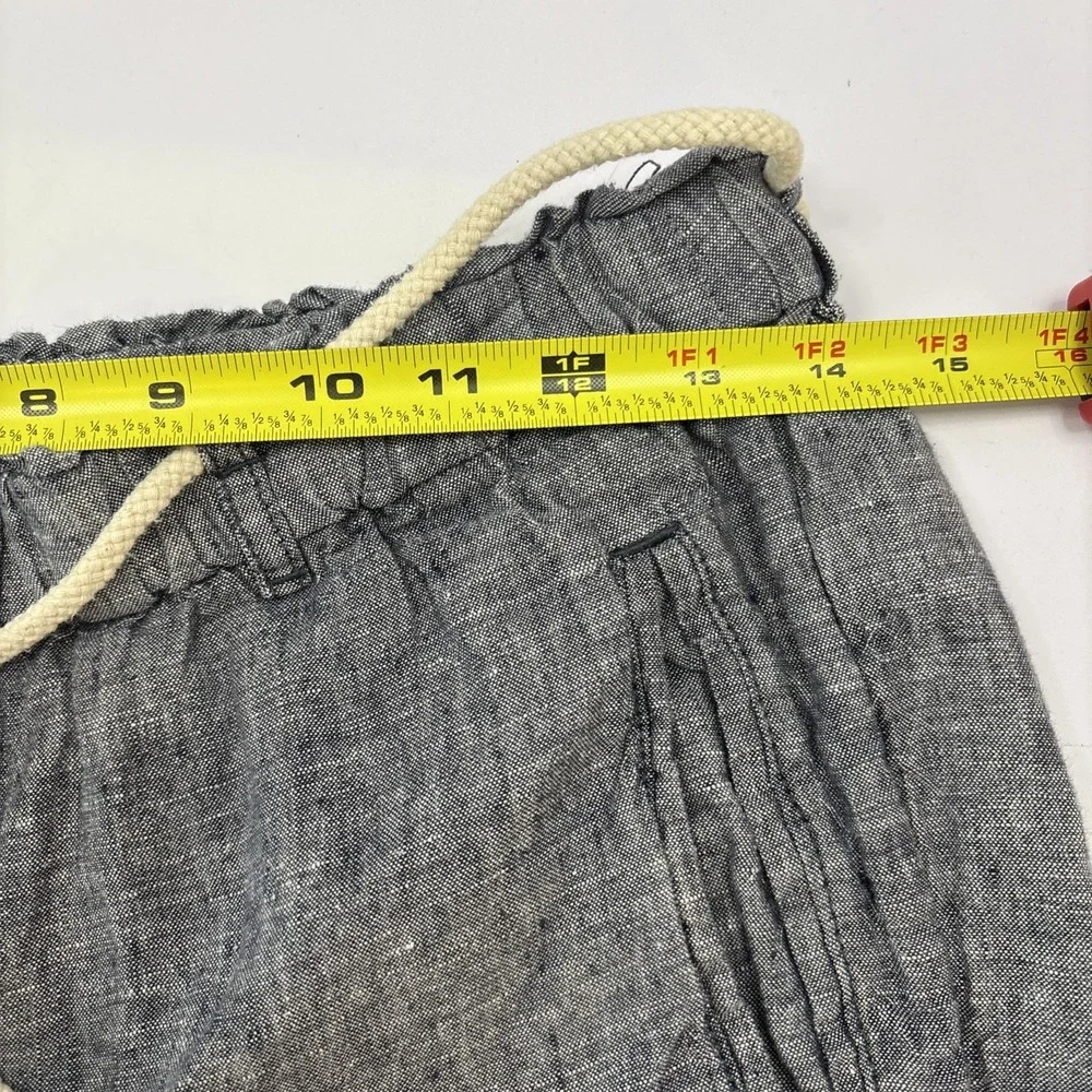 C&C California Cargo Pants Womens M Blue 100% Linen Pull Nautical Rope Tie Beach